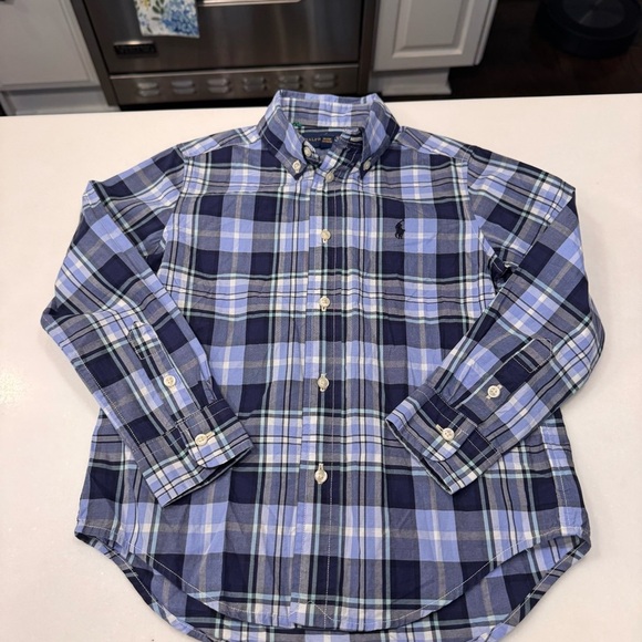 Ralph Lauren Boys 2 Pcs Set Navy Chinos & Blue Button Down Plaid Shirt Size 5 - Picture 5 of 14